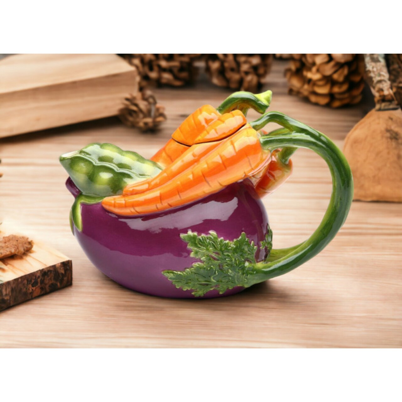 Ceramic Eggplant and Carrots Teapot,ceramic tea Kettle for Tea for tea lovers